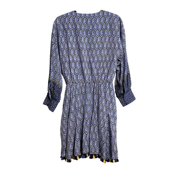 Derek Lam 10 Crosby Cassia Printed Boho Fringe Trim Dress Size 6 - Picture 2 of 13